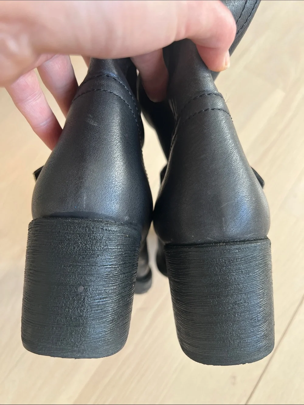 Frye Black Leather Over-the-Knee Buckle Boots